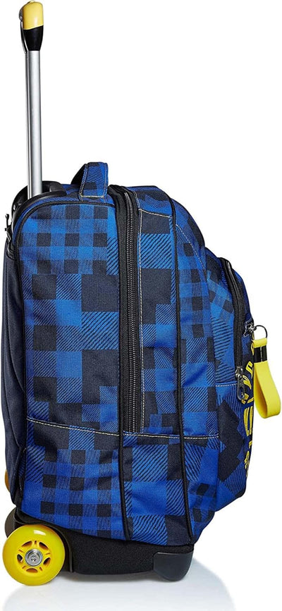 SEVEN TROLLEY Check, blau, einziehbare Schultergurte, 2-in-1-Rucksack mit Crossover-System, Schule &