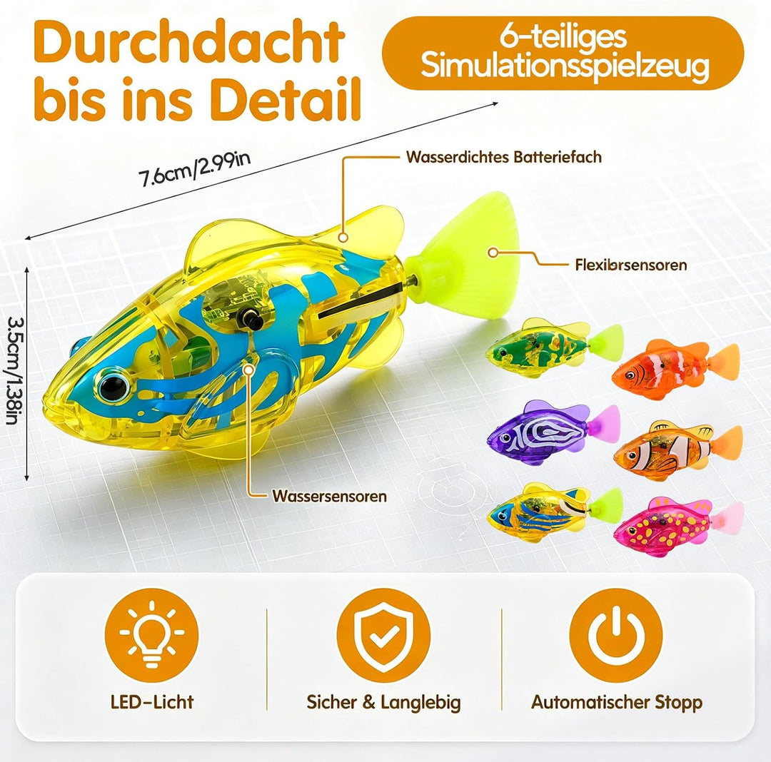 Robo Fish 6 Stück, Katzenspielzeug Fisch mit LED Licht, Interaktives Schwimmendes Roboter Fisch Spie