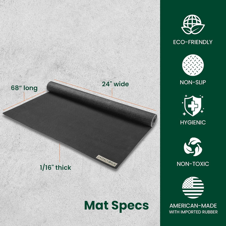 Jade Yoga Voyager Yogamatte, 1,6 mm Schwarz, Schwarz