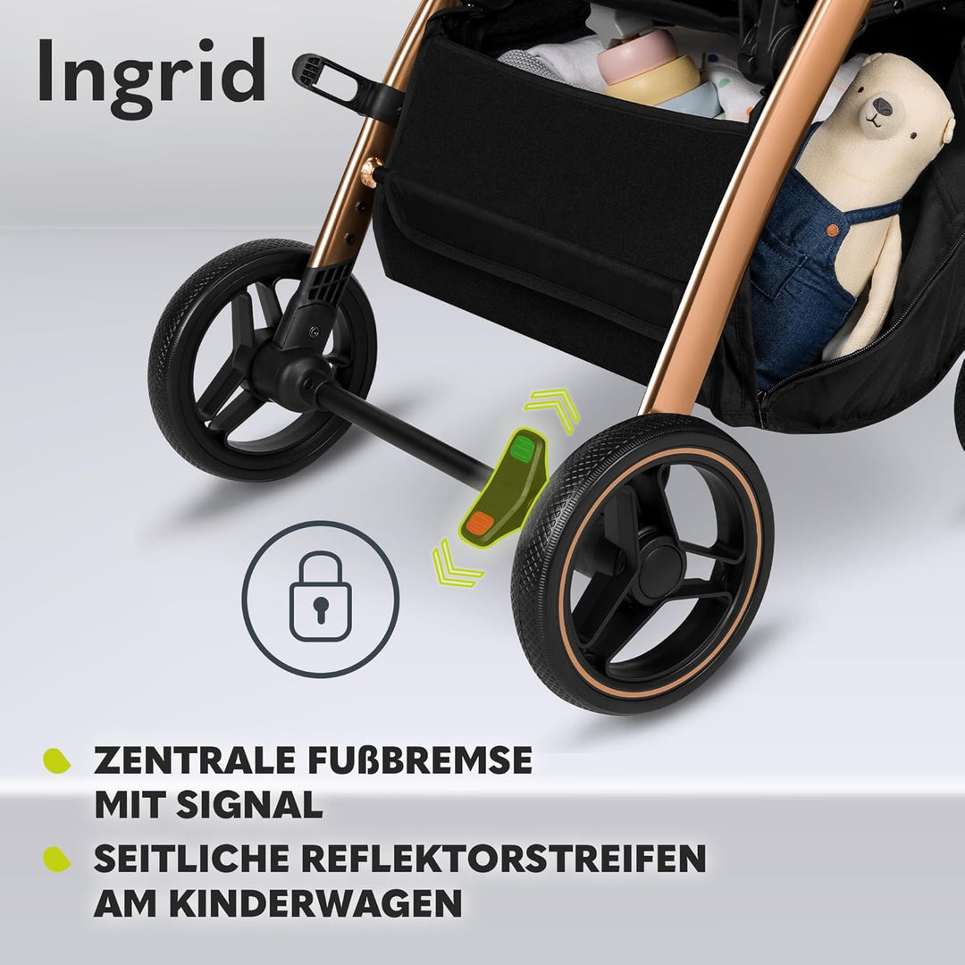 LIONELO INGRID Kinderwagen bis 22 kg von 6 Monaten bis 4 Jahren Grosse 360° schwenkbare Räder Volle