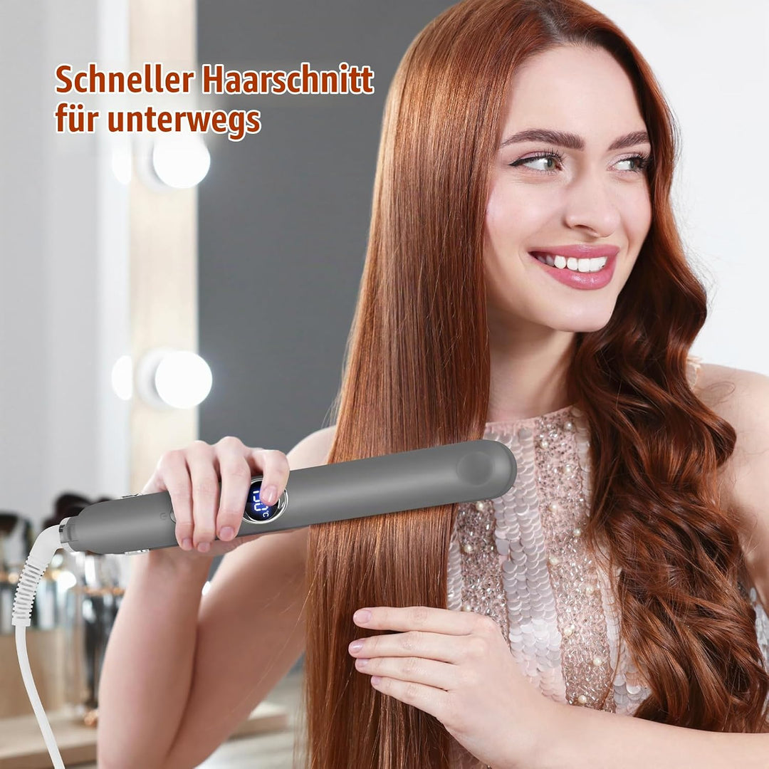BESTBOMG 2 in 1 Haarglätter Glätteisen Locken und Glätten mit LED-Display, Keramikplatte Schnellaufh