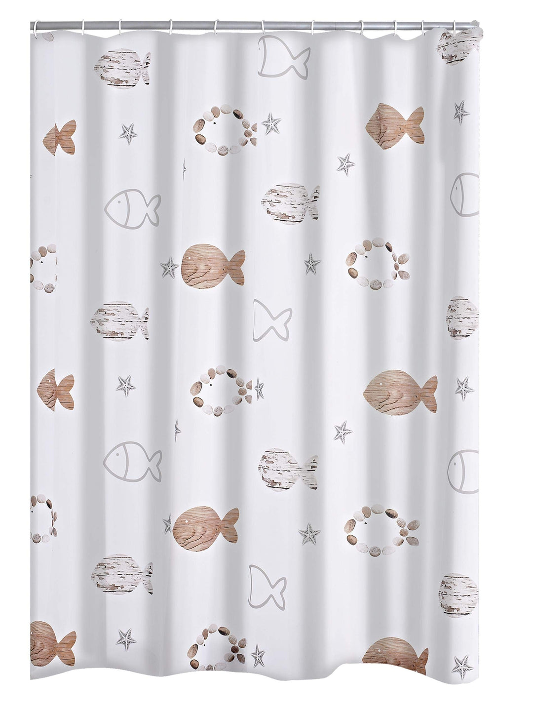 RIDDER Duschvorhang Textil Fishes inkl. Ringe beige 180x200 cm