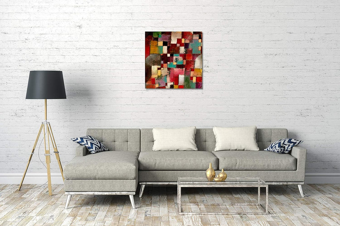 Printed Paintings Leinwand (60x60cm): Paul Klee - Rotgrüne und Violett-gelbe Rythmen (1920) 60x60 cm