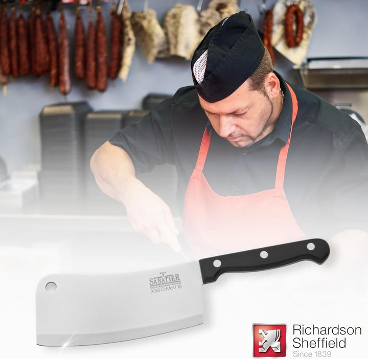 Richardson Sheffield V SABATIER Hackmesser | 17 cm lange Klinge | gehärteter Klingenstahl | rostfrei