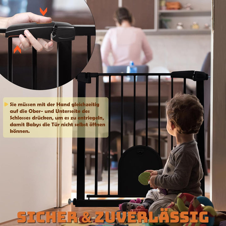 Froadp Türschutzgitter Baby Treppengitter 95-105cm Kindergitter ohne Bohren Türgitter mit Tür für Hu
