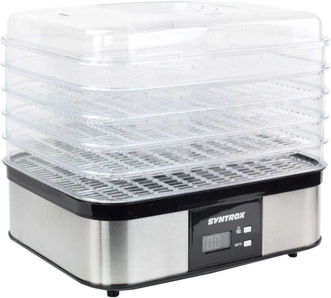 Syntrox Germany Edelstahl Dörrgerät Dörrautomat Edelstahl 350 Watt Trockner Dehydrator Dörrapparat,D