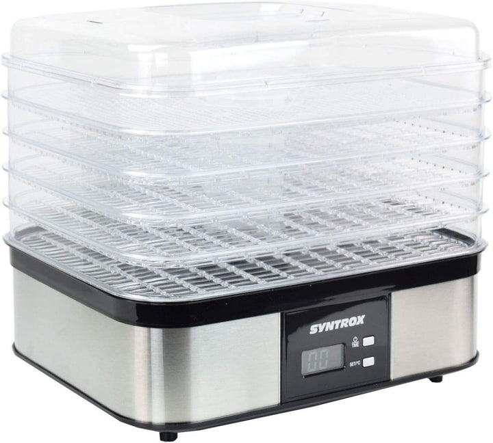 Syntrox Germany Edelstahl Dörrgerät Dörrautomat Edelstahl 350 Watt Trockner Dehydrator Dörrapparat,D