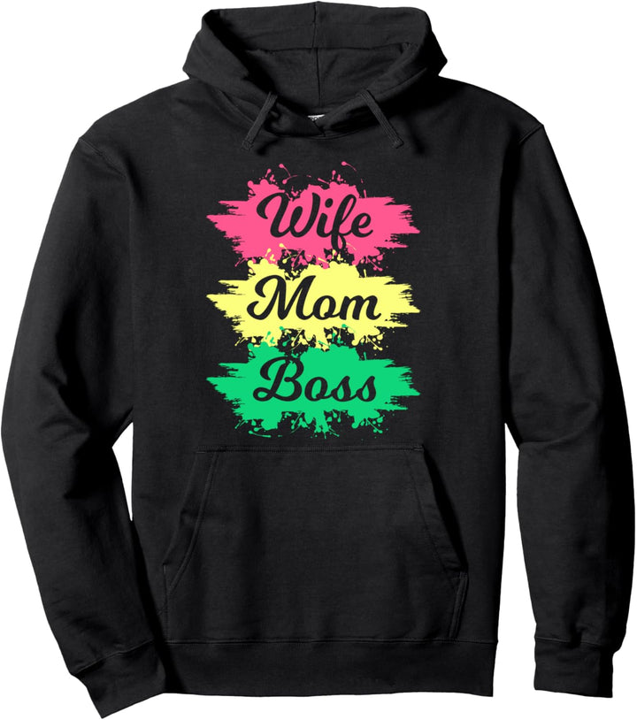 Wife Mom Boss Damen Lustiges Mutter-T-Shirt Pullover Hoodie