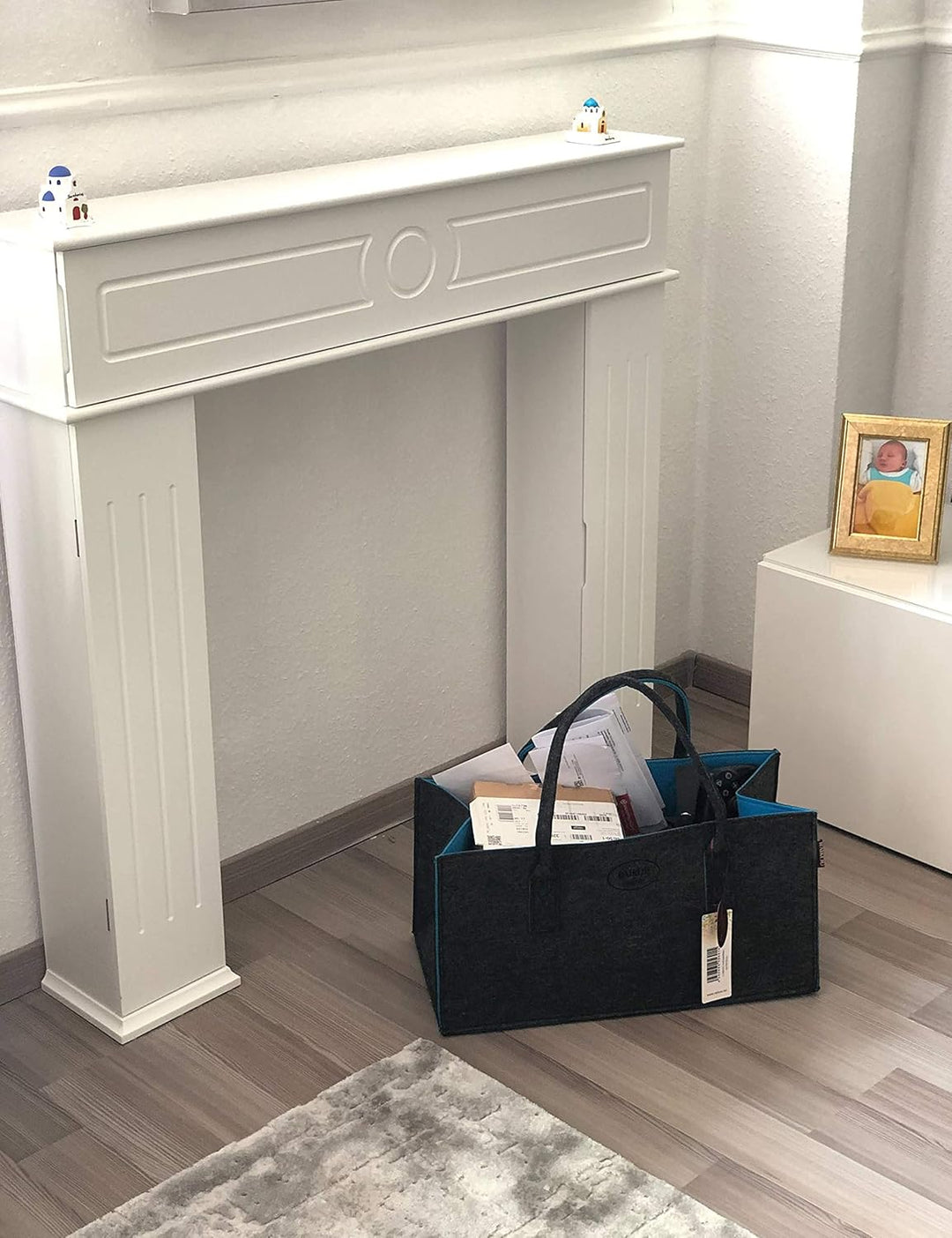 RAIKOU NEU Filztasche Shopper Holzkorb Einkaufstasche Henkeltasche Zeitungskorb Stabile Kaminholztas
