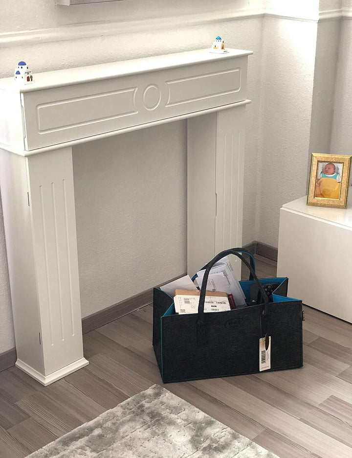 RAIKOU NEU Filztasche Shopper Holzkorb Einkaufstasche Henkeltasche Zeitungskorb Stabile Kaminholztas