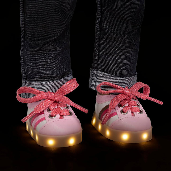 Our Generation – Schuhe für Puppen – Leuchtende Schuhe – Rosa &amp; weisse Turnschuhe – 46 cm Puppenzube