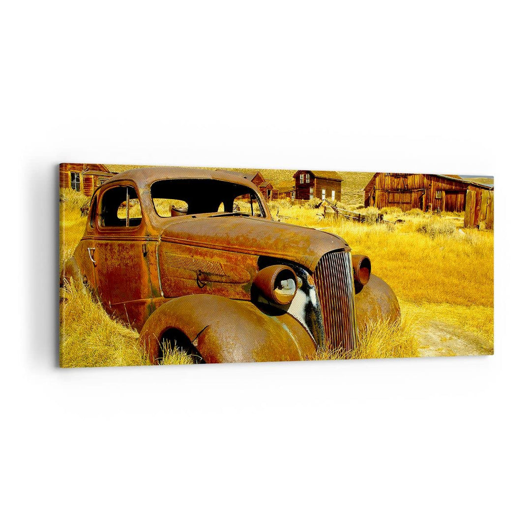 Panorama Bilder auf Leinwand 100x40cm Leinwandbild Bauernhof altes Auto aufgegeben Gross Wanddeko Bi