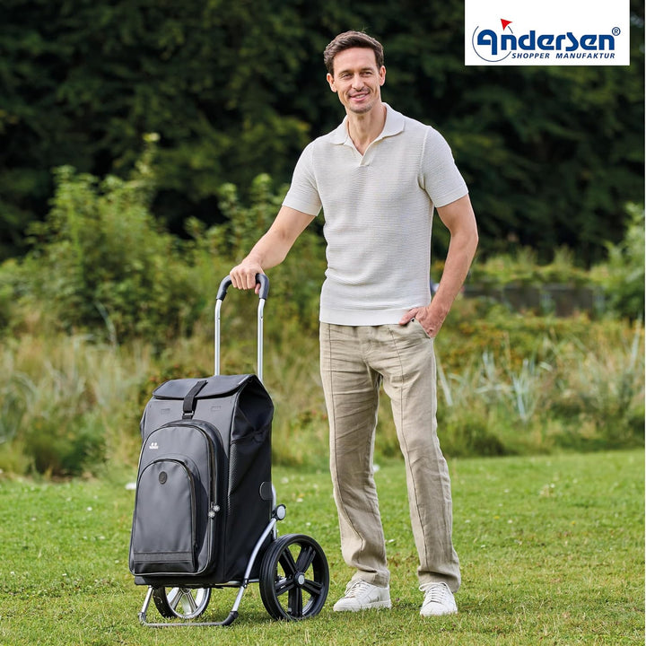 ANDERSEN Einkaufstrolley - Royal Shopper Hydro 3.0 schwarz | mit Kugellagerrädern, grosse Räder, 29