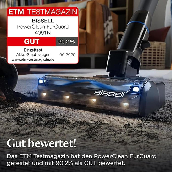Bissell PowerClean FurGuard, Akku Staubsauger, 280W Motor, Selbstreinigende Bürstenrolle, FurFinder-