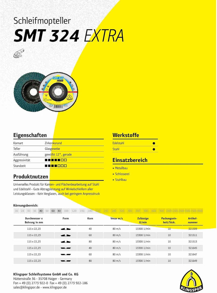 Klingspor 321512 SMT 324 EXTRA, Schleifmop Scheibe EXTRA, Verpackungseinheit 10, 125X22,23, 40 x for