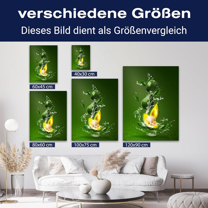 wandmotiv24 Obst & Gemüse als Leinwandbild, 40x30cm, Hochformat, Avocado, Grün, Gelb, Küche, Lebensm