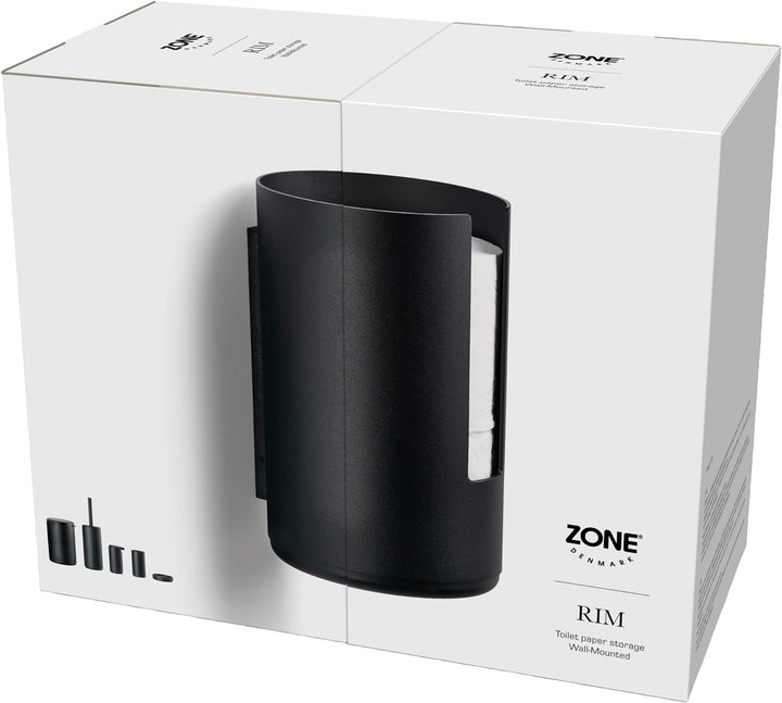 Zone Denmark Rim Toilettenpapieraufbewahrung für die Wand, Durchm. 13,2 cm, Höhe 21,8 cm, Schwarz Bl