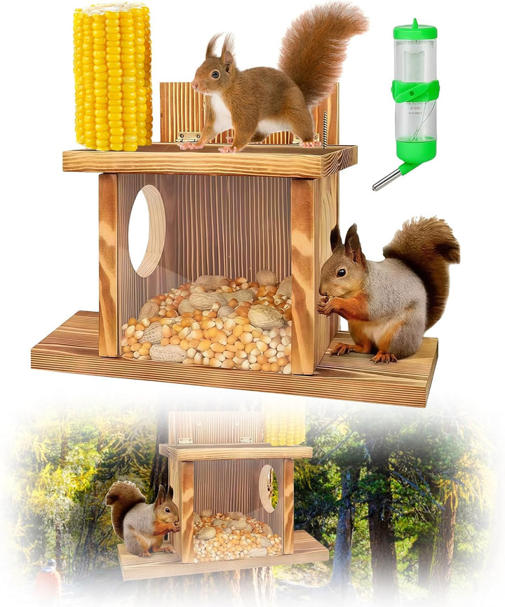 Eichhörnchen Futterhaus aus Holz - Eichhörnchen Futterstation, Eichhörnchen Haus Wetterfest, Eichhör