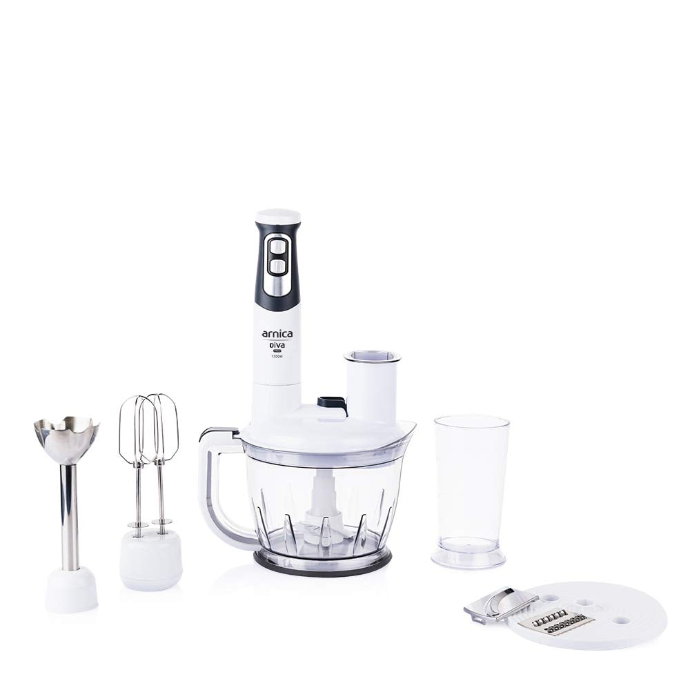 arnica Diva Pro Set Vielseitiges Stabmixer- Zerkleinern, Pürieren und Mixen in nur einem Gerät.
