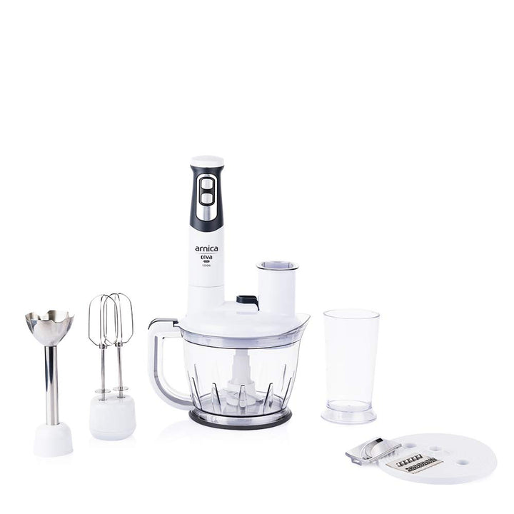 arnica Diva Pro Set Vielseitiges Stabmixer- Zerkleinern, Pürieren und Mixen in nur einem Gerät.