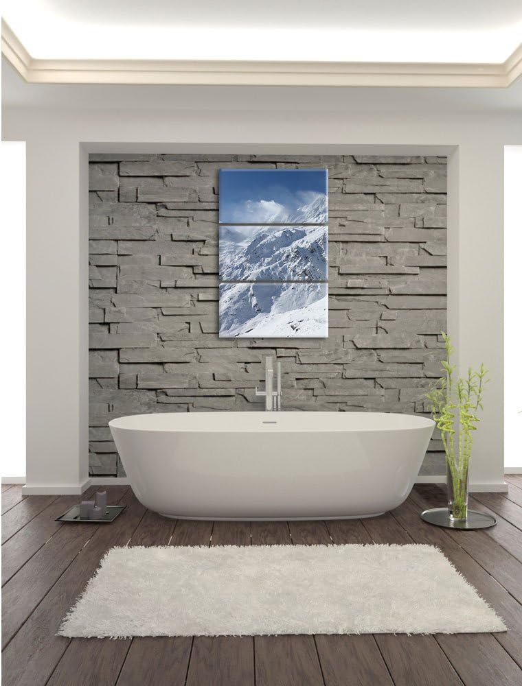 Pixxprint schneebedeckte Berggipfel 3-Teiler Leinwandbild 120x80 Bild auf Leinwand