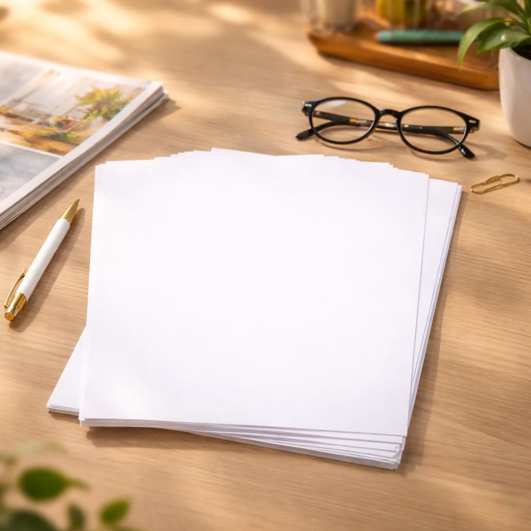 Paper24 50 Einleger, Einlegeblätter 115g in Weiss passend für Faltkarten DIN A6 für Einladungen, Hoc
