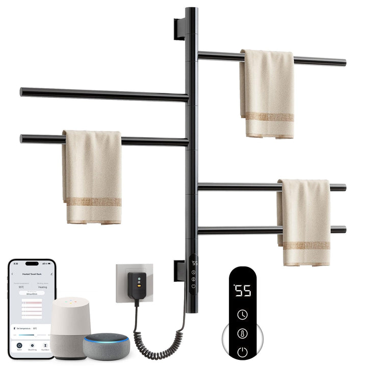 Badheizkörper Elektrisch, 415x680mm, 85W, 180° Drehung Handtuchheizkörper Elektrisch, Schwarz Handtu