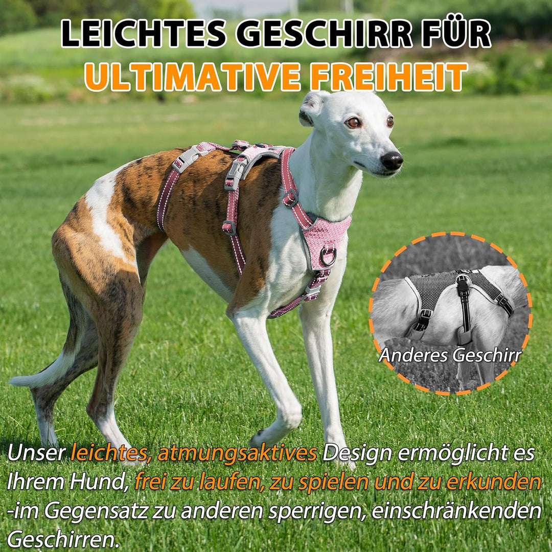 Huntboo Sicherheitsgeschirr Hund Ausbruchsicher, Panikgeschirr für Hunde, Anti Zug Hundegeschirr, Re