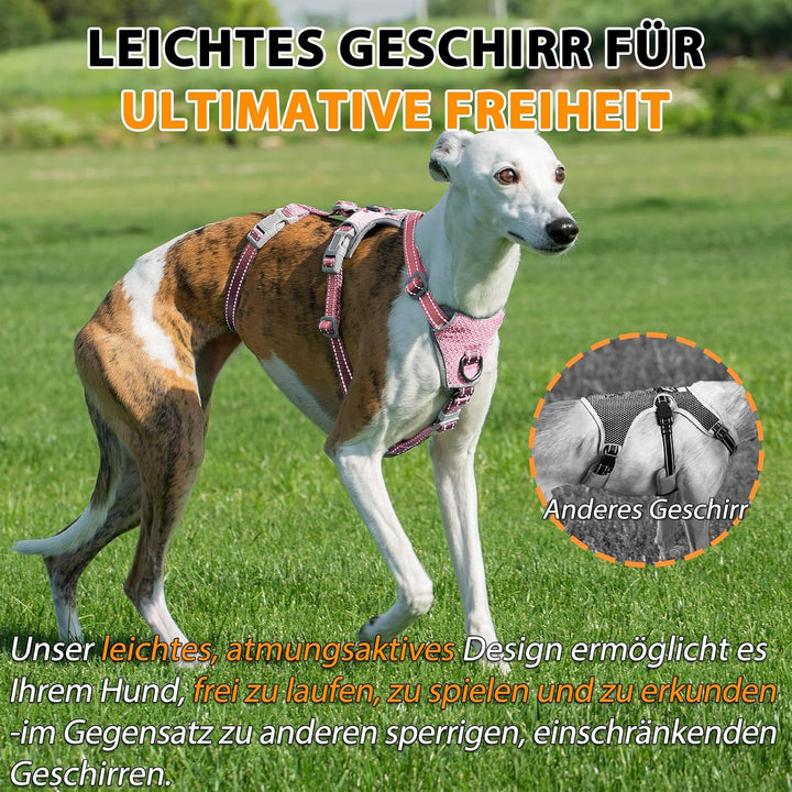 Huntboo Sicherheitsgeschirr Hund Ausbruchsicher, Panikgeschirr für Hunde, Anti Zug Hundegeschirr, Re
