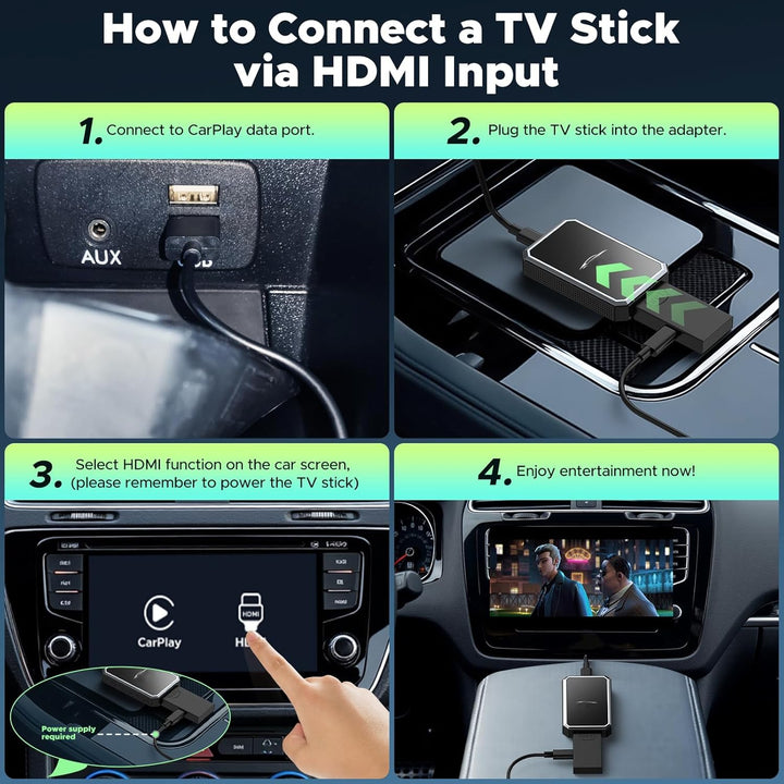 LAMTTO Car TV Mate mit Wireless CarPlay Adapter 2-in-1 HDM1 Multimedia Streaming Video für Fire TV S