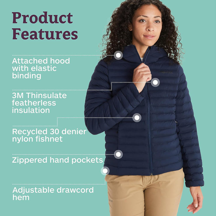 Marmot Damen Wm's Echo Featherless Hoody Ultra-leichte isolierte Winterjacke, warme Outdoorjacke mit