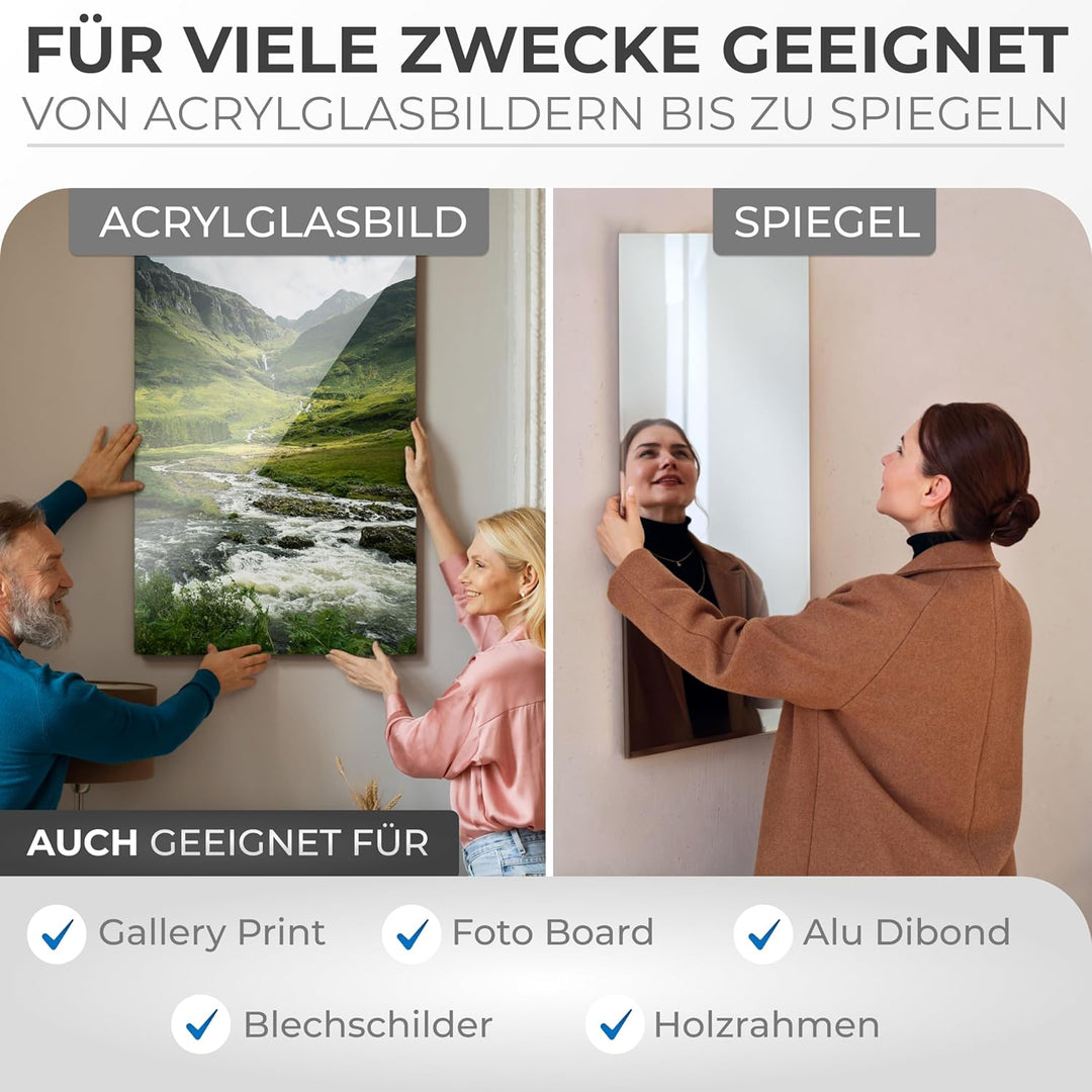 PEARWAY™ - Alu Dibond und Acrylglas Aufhängung - [10er Set] - extra starker 3M Kleber - bis zu 8kg -