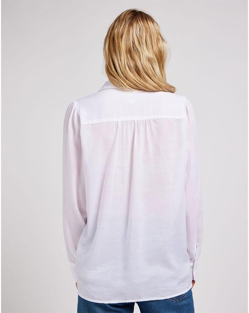 Lee Damen Shirred Blouse Shirt, Bright White