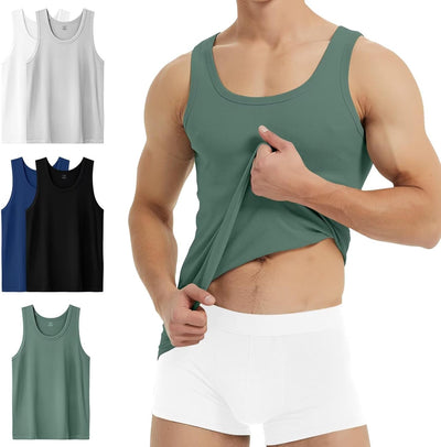 YouShow Unterhemd Herren 3/5er Pack 100% Baumwolle Tank Top Feinripp M 1*schwarz + 1*weiss + 1*grau