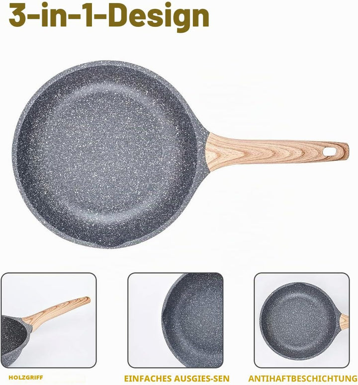 Antihaft Pfanne Bratpfanne Beschichtet 24cm, Granit Pfannen Nonstick Frying Pan, Beschichtete Pfanne