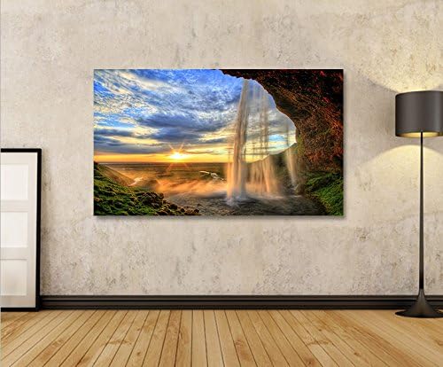 islandburner Bild Bilder auf Leinwand Wasserfall V4 1p XXL Poster Leinwandbild Wandbild Dekoartikel