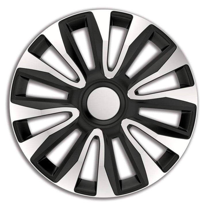 AUTO-STYLE Satz Radzierblenden Avalone 16-Zoll Silber/Schwarz Silber/Schwarz 16-Zoll, Silber/Schwarz