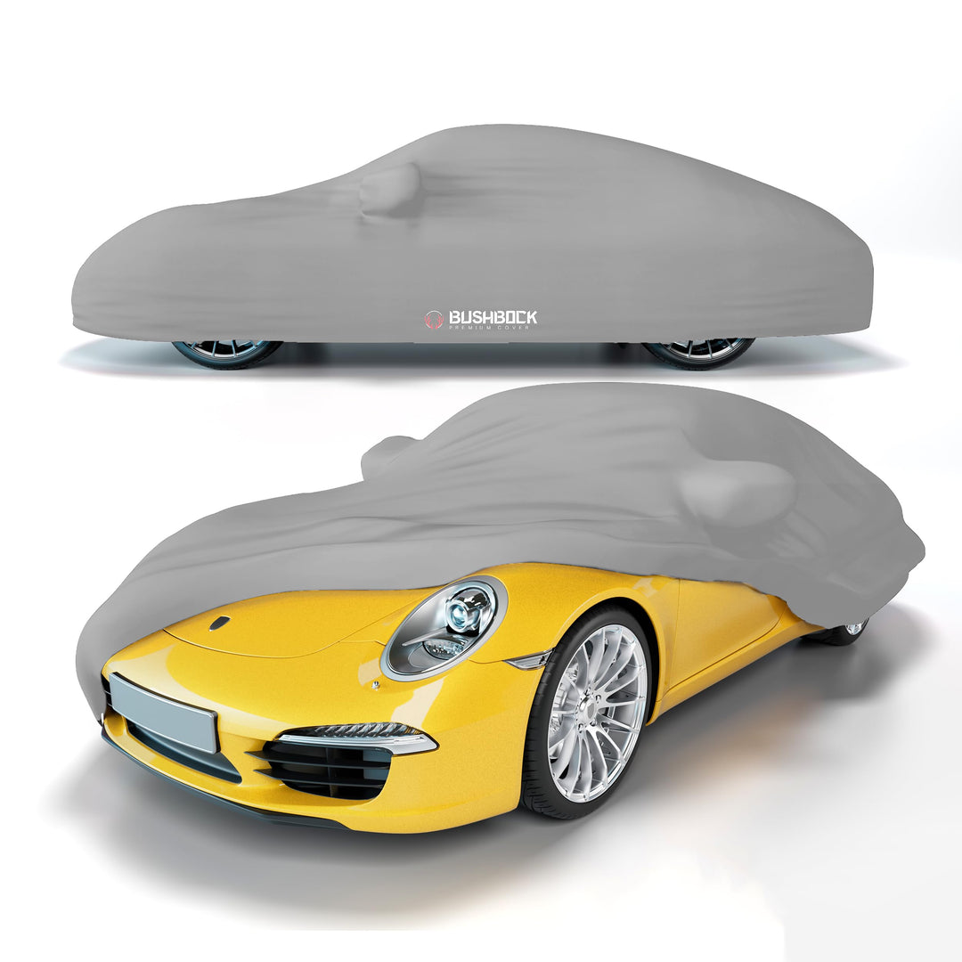 BUSHBOCK® Premium Autoabdeckung Indoor für Porsche o.ä. - Satin Schutzhülle Stoff - Abdeckplane Auto