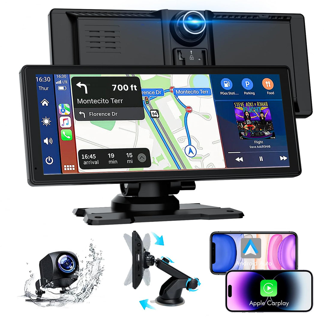 Carplay Display, 8.88" Apple Carplay, Android Auto Display mit 1080P HD Rückfahrkamera & Frontkamera