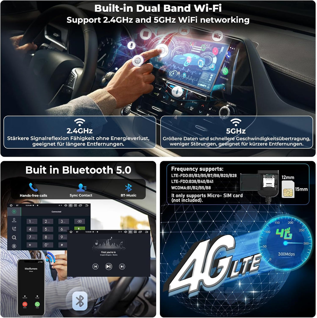 [Upgrade 6+128GB] Autoradio für VW Golf Passat Touran Seat Skoda, 9 Zoll Touchscreen Radio mit Wirel