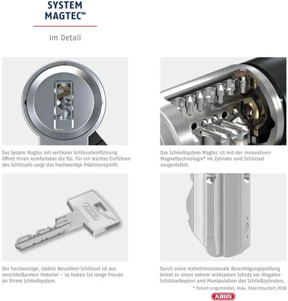 Doppelzylinder für ABUS MAGTEC 2500 | Magnet-Technologie | Bohrschutz Ziehschutz | Not- und Gefahren