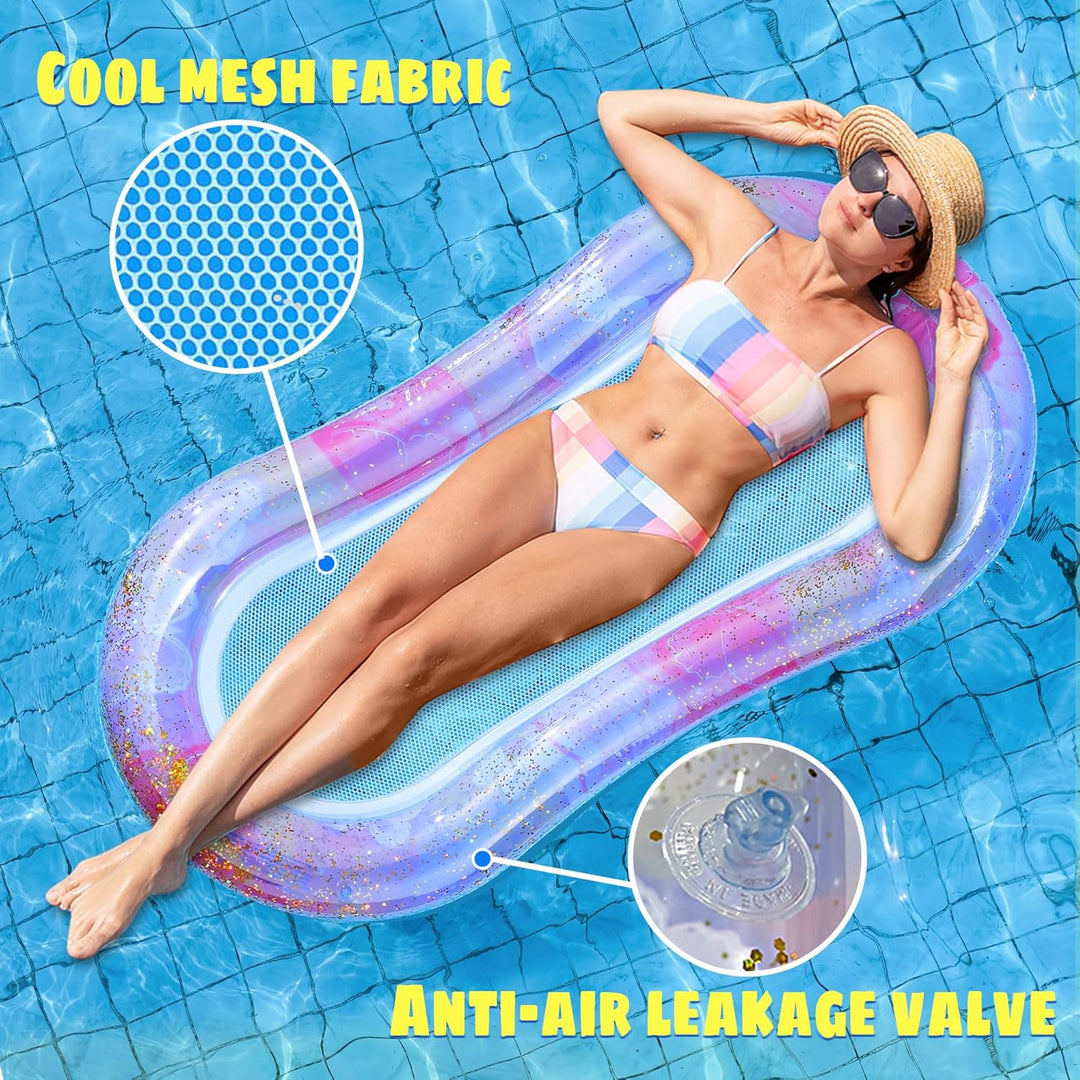 Tixlafe aufblasbare Wasser Hängematte Luftmatratze Liege mit Netz, Pool Hängematte mit Mesh, Wasser