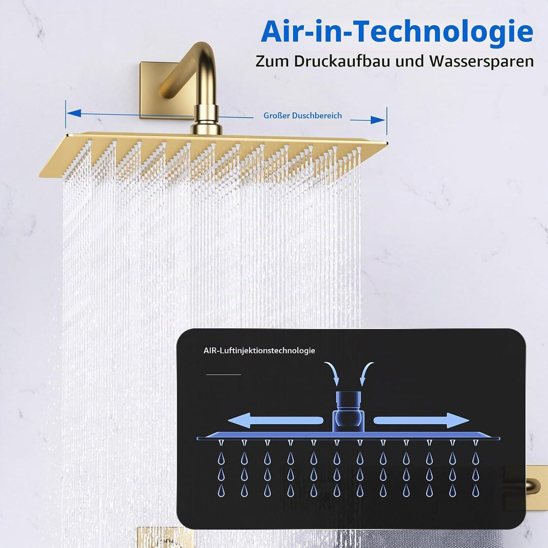 16 Zoll (40.5cm) Regendusche Duschkopf – Edelstahl, Hochdruck, Ultradünn, 360° Schwenkbar – Grosser