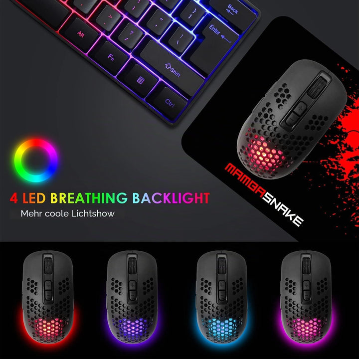 KUIYN 60% kabelgebundene kompakte Gaming-Tastatur 61 Tasten 11 Full Key RGB-Hintergrundbeleuchtungse