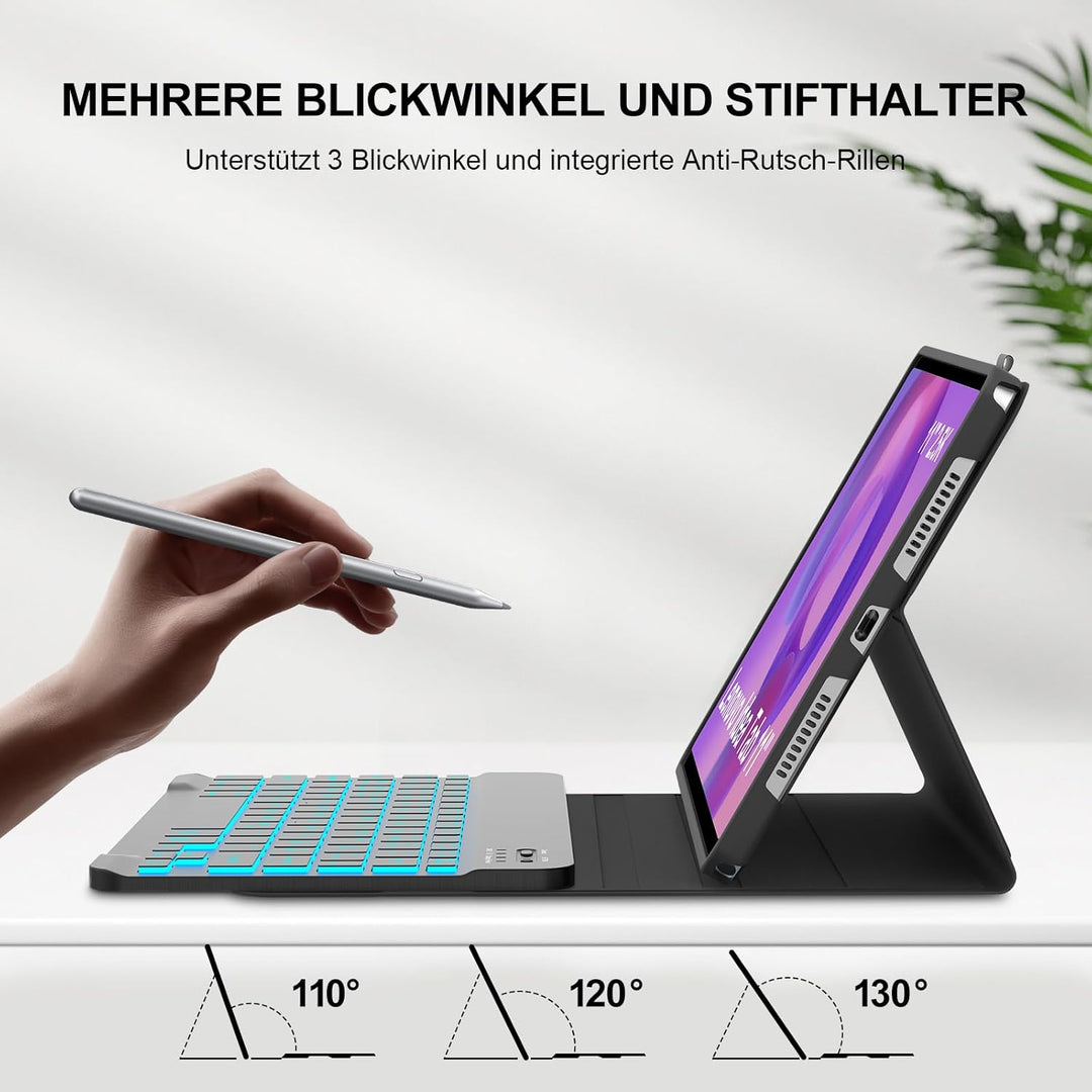 IVEOPPE Hülle mit Tastatur für Lenovo idea Tab 11" 2025, 7 Farbige Beleuchtung, Bluetooth Abnehmbare