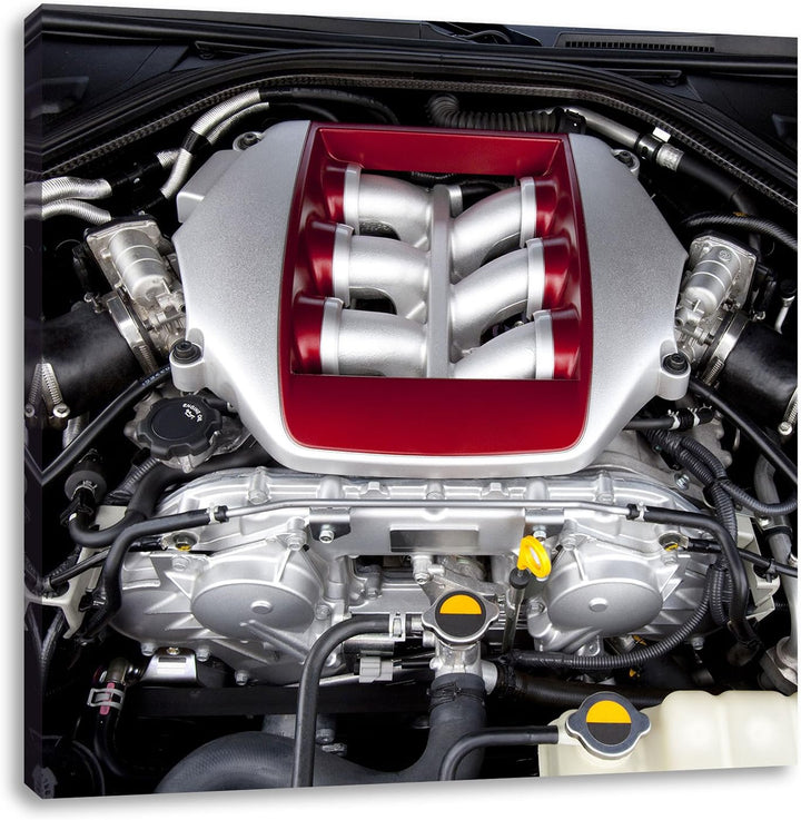 Pixxprint Cooler Motorblock 70x70cm Leinwandbild Wandbild Kunstdruck, 70x70