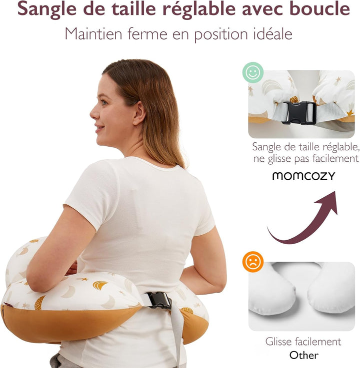 Momcozy Stillkissen mit Sicherheitsumrandung – Ergonomisches Still- und Lagerungskissen mit verstell