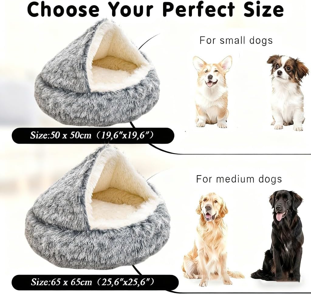 Flauschig Haustierbett Waschbar Katzenbett Hundebett Plüsch Katzenkissen Warm Kuschelbett mit Kapuze