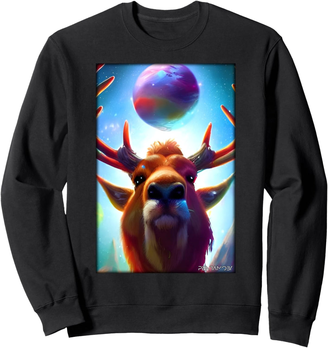 Rentier Weihnachten Weltraum Galaxie Universum Planeten Sweatshirt