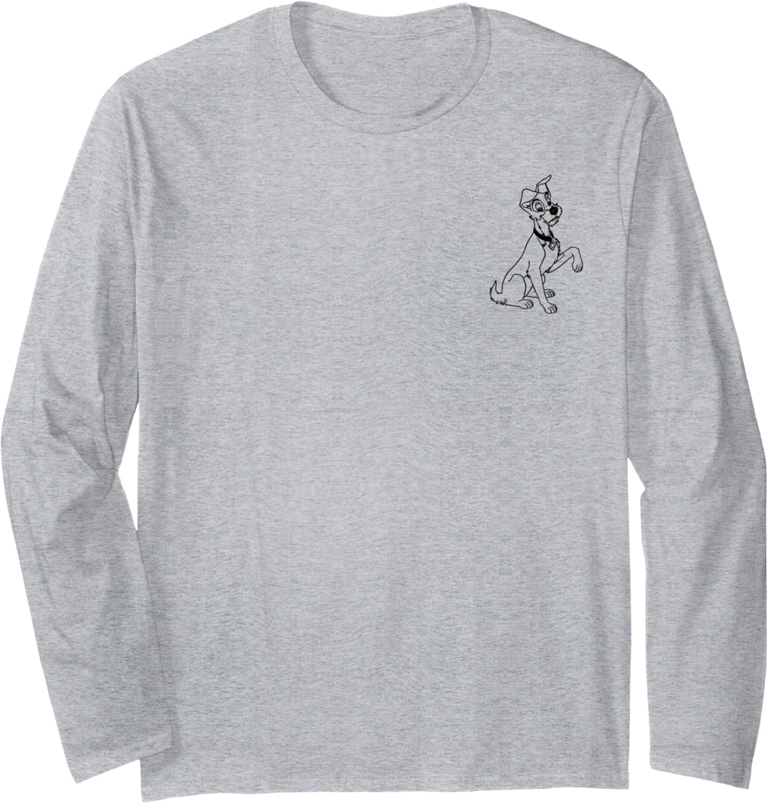 Disney Lady And The Tramp Outline Left Chest Langarmshirt